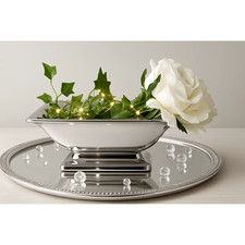 Deko schale 25 cm Keramikschale in Weiß/Silber | Barock-Stil | für Hochzeit deck