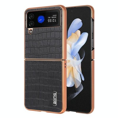 Schwarz Krokodilleder Full Case für Samsung Galaxy Z Flip4 5G