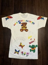 Vintage Hanes Painted White T Shirt Men's Size Large USA Made