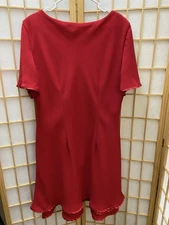 S. L. Fashions Womens Dress 20W Red V-Neck Tiered Swing Bell Sleeve Dress