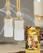 Ikeda Fragrance Car Air Freshener 4ml - 45-Day Sandalwood Scent Auto Diffuser 2-