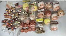 Vtg Fibre Craft Darice Doll Heads With Yarn Lot Parts Wooden Arms Faces