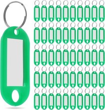 50 Pcs Plastic Key Tags with Labels, Key Labels with Ring and Label Window,Key I