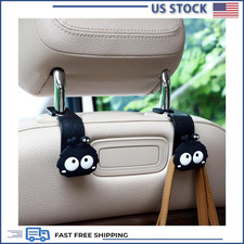 Cute Soot Sprite Car Seat Headrest Hooks 2 Pack 360 Rotation Black Cartoon Cute Soot Sprite Car Seat Headrest Hooks 2 Pack 360 Rotation Black Cartoon