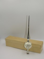 DDR Baumspitze Glas silber Reflex Vintage Weihnachtsschmuck OVP Lauscha  (951)