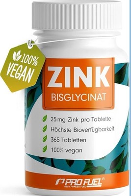 Zink 25mg - 365 Stück  (vegan) mit Zink-Bisglycinat