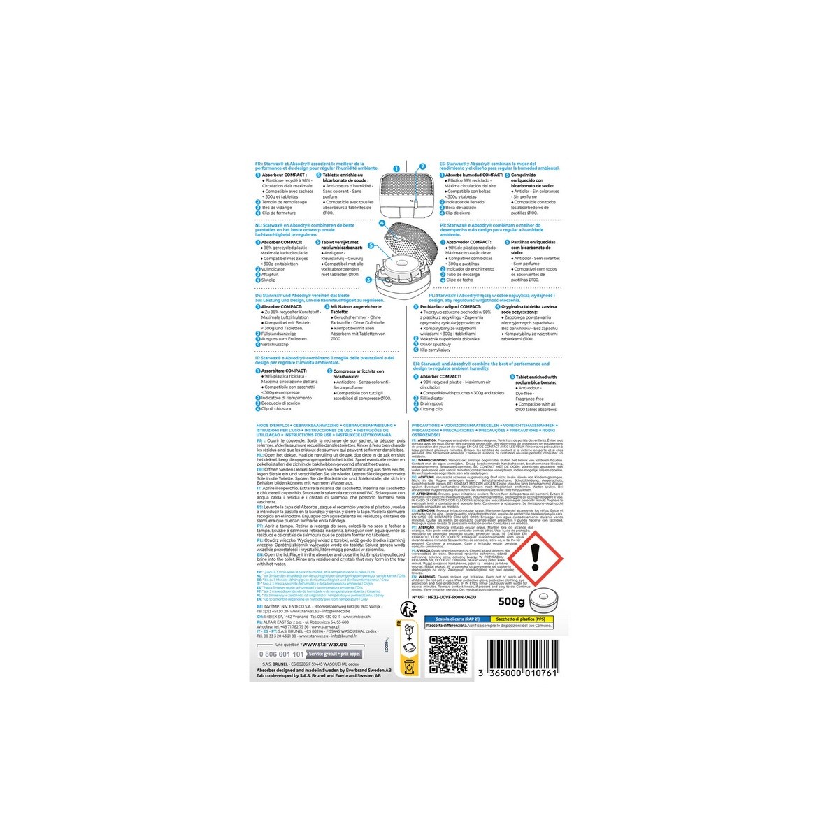 Starwax Absorbeur D'humidité Compact + 1 Tablette 001076 - Référence