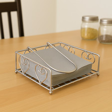 Chrome Napkin Holder with Arm &ndash; Classic Heart Design Kitchen Table Stand