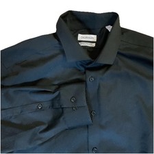 CALVIN KLEIN Men  s Infinite Non-Iron Slim Fit Shirt Black Size 17 1/2 34/35 XL