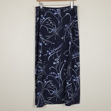 Vtg 90s Y2K Kathie Lee Dark Floral Blue Maxi Skirt 14 Fairy Grunge Indie Boho