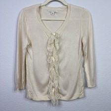 Banana Republic Cardigan S Cream Silk Blend Lace Ballet Romantic Cottagecore
