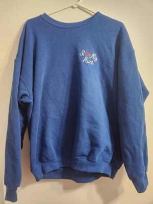 Vintage Blue 90s Lee Heavyweight Embroidered ''I Love My Aunt'' Sweatshirt Size XL