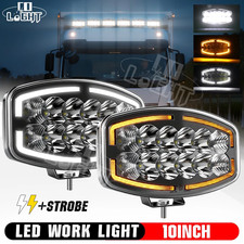 2x 10 Zoll LED Zusatzscheinwerfer 12V 24V Oval Weiß/Amber DRL Offroad Traktor