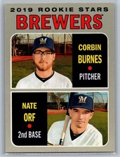 2019 Topps Heritage #88 Brewers 2019 Rookie Stars (Corbin Burnes / Nate Orf) *ZK
