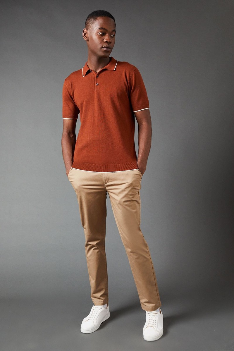Burton Mens Slim Fit Chino Trousers Stone Cotton Blend All Seasons | eBay UK