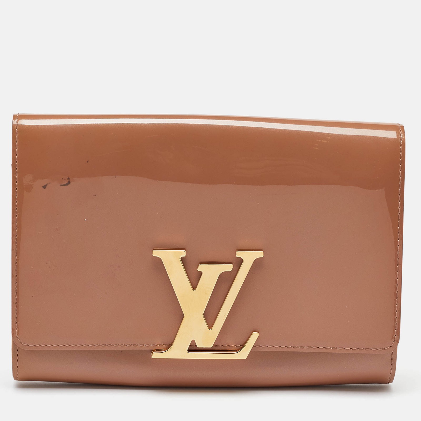 Louis Vuitton Rose Velours Vernis Leather Louise Clutch