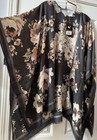Nine West Floral Shawl Wrap Black Neutral Fringe Polyester Rayon Women — photo 1