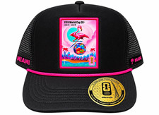 FIFA World Cup 26 Miami Black & Pink Mesh Back Trucker Snapback Hat Cap