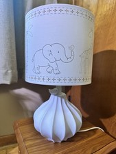 Nursery Baby Kids White Geometric Lamp W Animals Elephant Giraffe Zebra