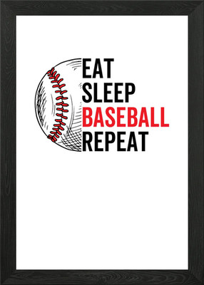 Eat Sleep Baseball Wiederholung gerahmtes Wandbild Poster Leinwanddruck Bild