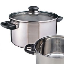 Fleischtopf Kochtopf 24cm Universaltopf Sylt mit Glasdeckel aus Edelstahl 5,5L