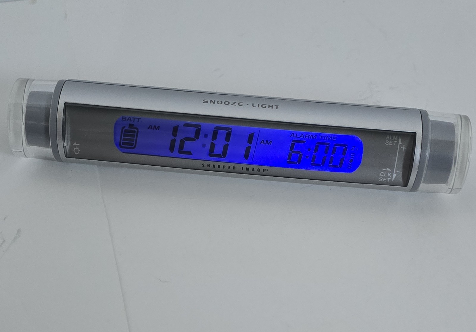 Sharper Image Travel Alarm Clock Quartz Tube Lightweight Easy Pack