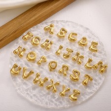 Dijes iniciales 26 letras acero inoxidable chapado en oro burbuja colgante joyería hágalo usted mismo