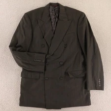VTG Hopsack Jacket M MT Gray Pinstripe 100% Wool Blazer Double Breasted USA 40L