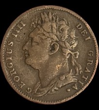 1823 George IV 1 Farthing Vintage Coin Great Britain