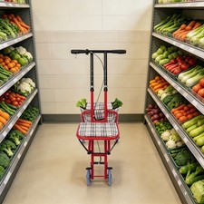 Folding Shopping Trolley With Seat And Four Smooth-rolling Wheels For Seniors