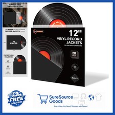 Thick 350gsm Black Vinyl Record Jackets 20 Pack for 12" Albums Protection