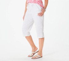 Denim Co. Casual EasyWear Twill Pull On Skimmer Pants White 2X New