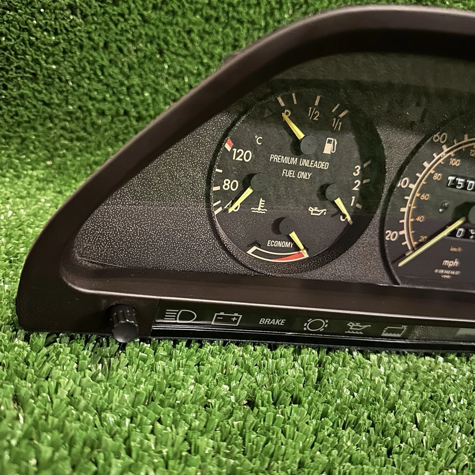 89 90 91 Mercedes 300se w126 medidor de cluster velocímetro MPH 150K milhas 1265429457 - Imagem 2 de 4