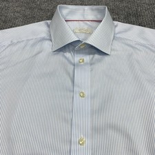 Eton Contemporary Shirt Mens 41/16 Blue White Pin Stripe Long Sleeve Button Up
