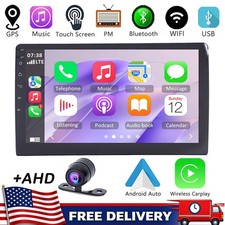 4 64GB Double DIN 10.1" Android 15 Touch Screen Car Stereo Radio GPS FM/RDS AHD