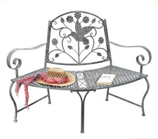 Panca semicircolare metallo resistente alle intemperie grigia 130 cm panca ad albero 96013 panca da giardino retrò