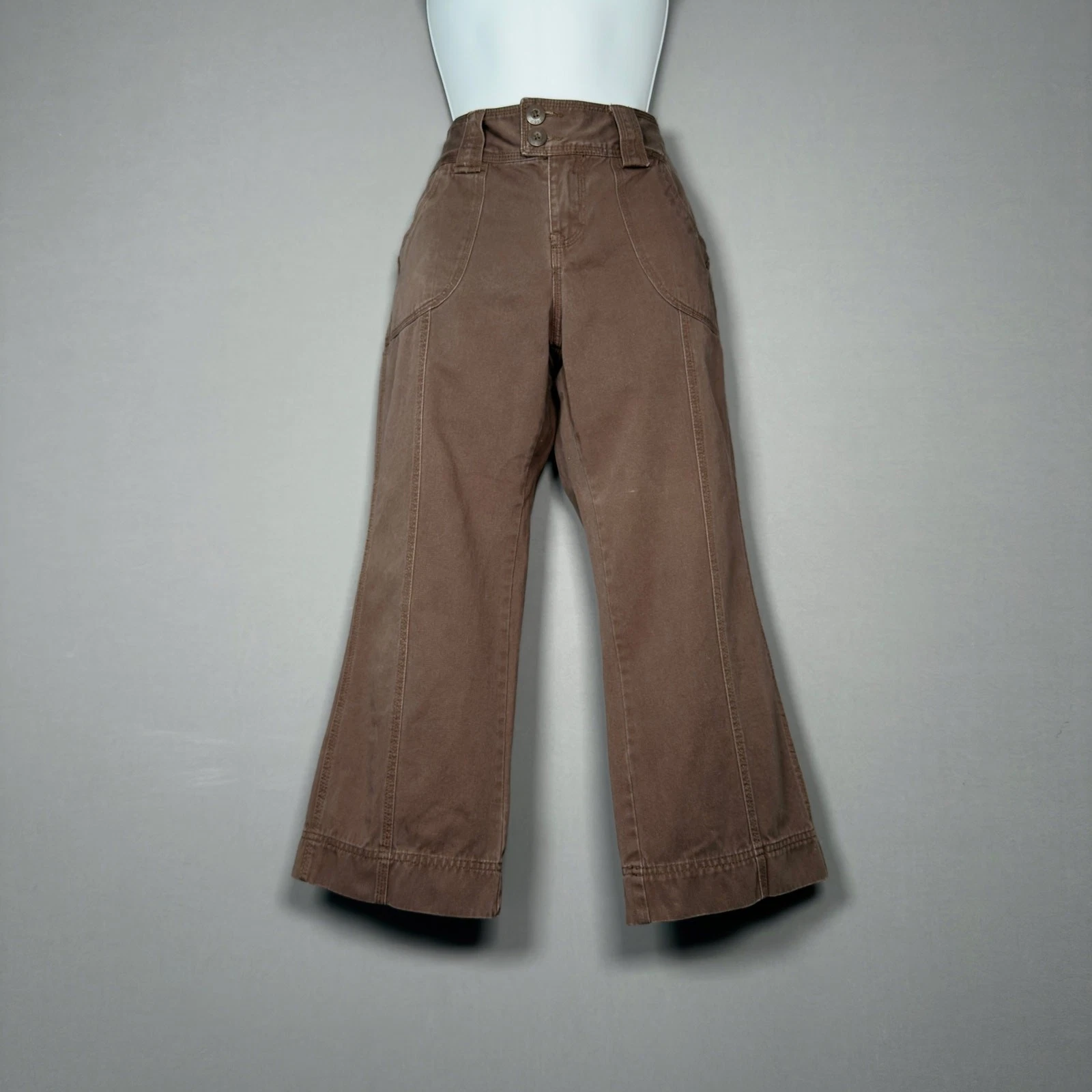 ROUTE 66 Vintage Low Rise Y2K Grunge Brown Capri Pants Jeans Size 8