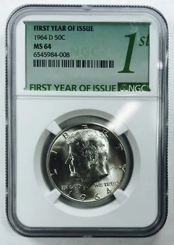 1964 D KENNEDY HALF DOLLAR! NGC MS64! FIRST YEAR OF ISSUE! FANTASTIC! NR #P1935