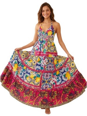 Antica Sartoria by Giacomo Cinque | Flamingo Print Beaded Boho Dress OS -  NWT | eBay