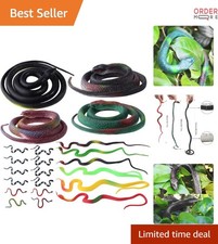 22 Pc Rubber Fake Snakes Halloween Garden Props Scare Birds Lifelike