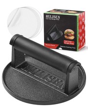 Pre-Seasoned Cast Iron Burger Press Includes 100 Pcs Patty , 2.3lb Heavy Duty...