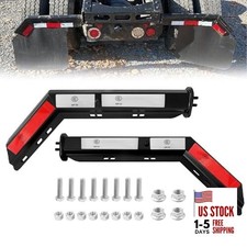 Black Angled Spring Loaded Mud Flap Hanger Bracket Set 1-1/8" Bolt Spacing
