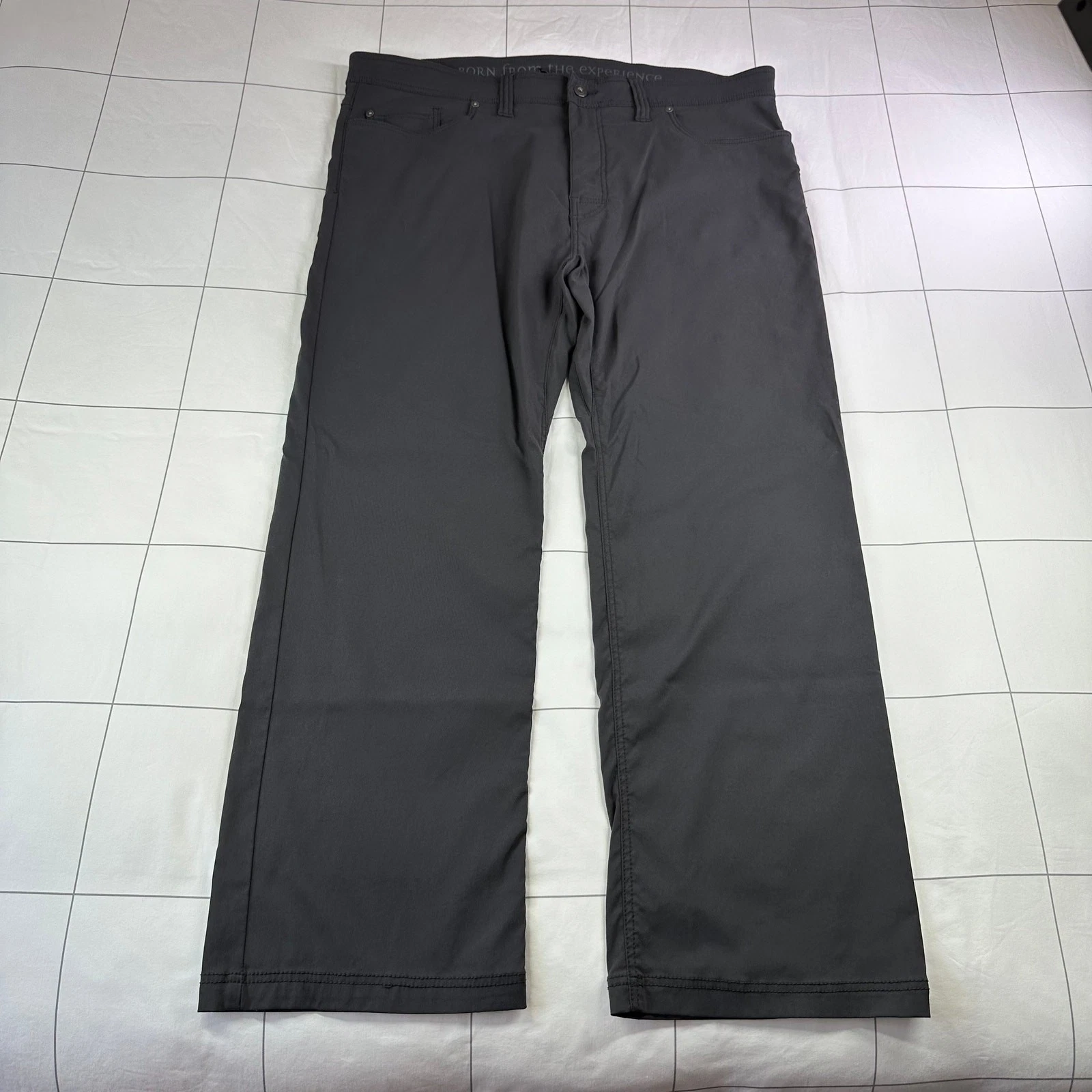 Prana Pants Mens 40x30 Slim Fit Gray Brion Nylon Blend Hiking Outdoor Gorpcore