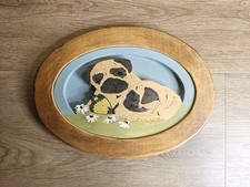 Hand-crafted Carved Pug Portrait Oval Painted Dog 9"X12"