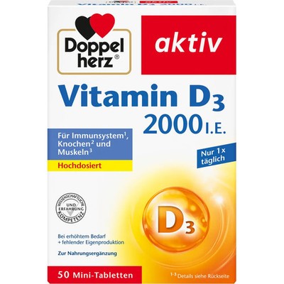 DOPPELHERZ Vitamin D3 2000 I.E. Tabletten 50 St PZN 16869496