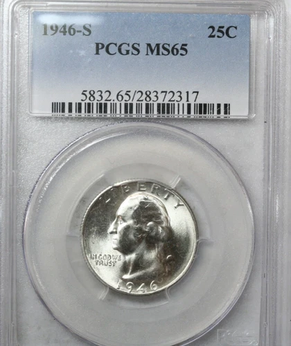 1946-s Washington Quarter    PCGS MS65