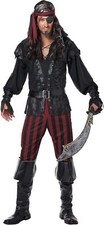 Ruthless Rogue Caribbean Pirate Captain Fancy Dress Up Halloween Adult Costume