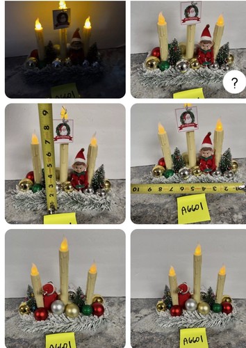 Mr Christmas Lighted Vintage Three Candle Candolier Nostalgic Elf Figurine - Picture 6 of 7
