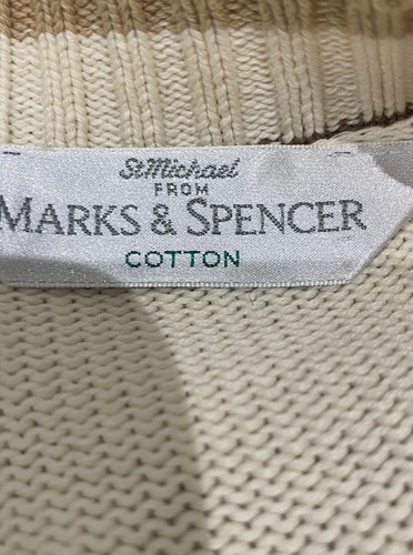 Womens St Michael Cardigan Sz 14 Cream Argyle Pringle Oversized Vintage Retro - Picture 8 of 9