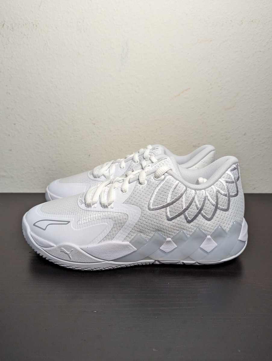 Puma LaMelo Ball MB.01 Lo White Silver 377368-04 GS/ Youth